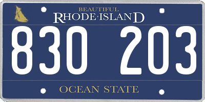 RI license plate 830203