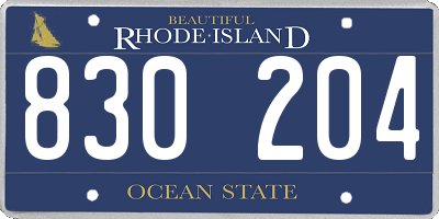 RI license plate 830204