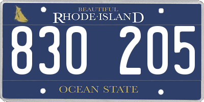 RI license plate 830205