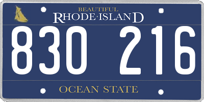 RI license plate 830216