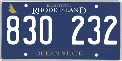 RI license plate 830232