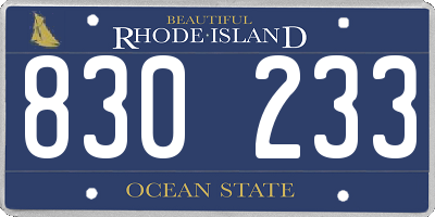RI license plate 830233