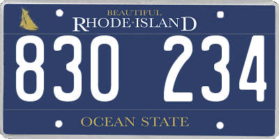 RI license plate 830234
