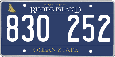 RI license plate 830252