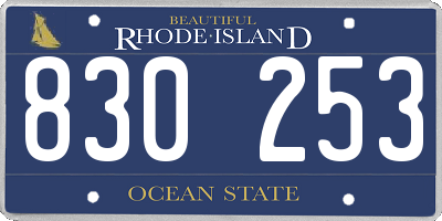 RI license plate 830253