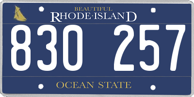 RI license plate 830257