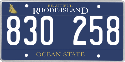 RI license plate 830258