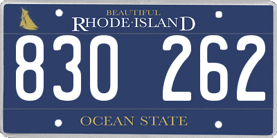 RI license plate 830262