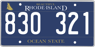 RI license plate 830321