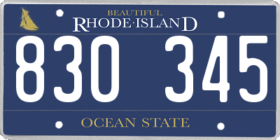 RI license plate 830345