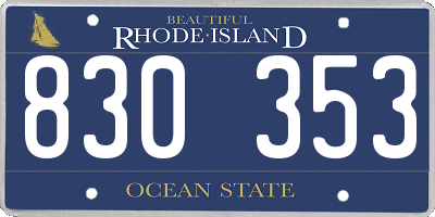 RI license plate 830353