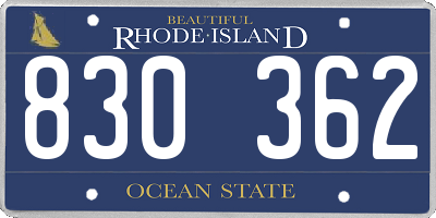 RI license plate 830362