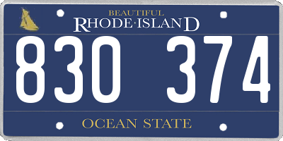 RI license plate 830374