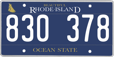 RI license plate 830378