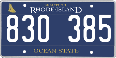 RI license plate 830385