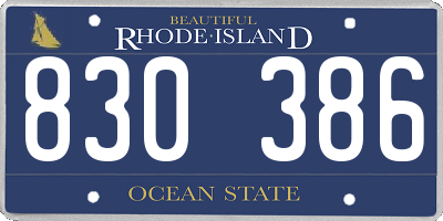 RI license plate 830386