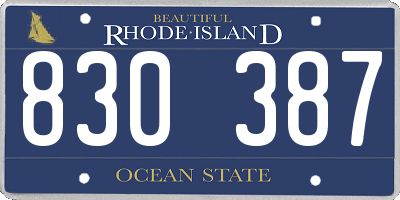 RI license plate 830387