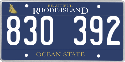 RI license plate 830392