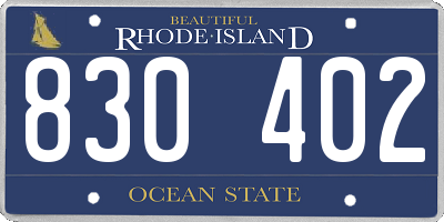 RI license plate 830402