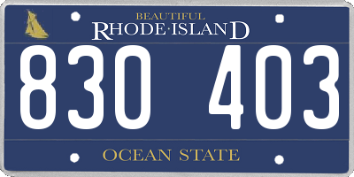 RI license plate 830403