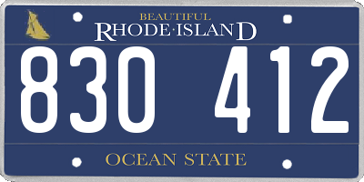 RI license plate 830412