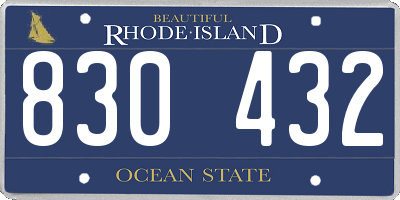 RI license plate 830432
