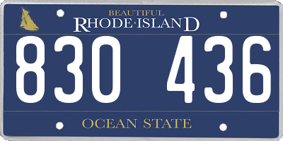 RI license plate 830436