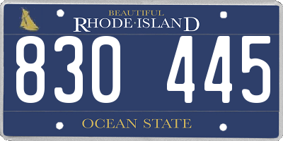 RI license plate 830445