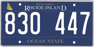 RI license plate 830447