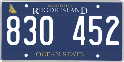RI license plate 830452