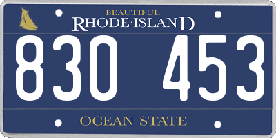 RI license plate 830453