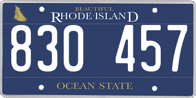 RI license plate 830457