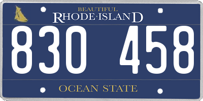 RI license plate 830458