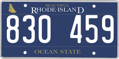 RI license plate 830459