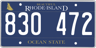 RI license plate 830472
