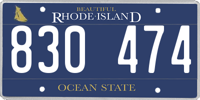 RI license plate 830474