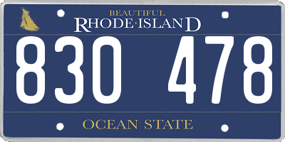 RI license plate 830478