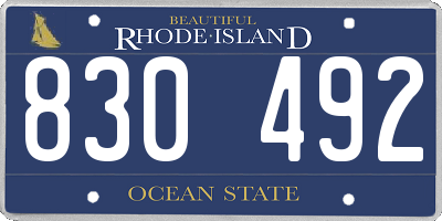 RI license plate 830492