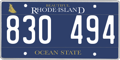 RI license plate 830494
