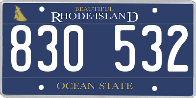 RI license plate 830532
