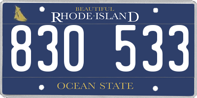 RI license plate 830533