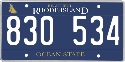 RI license plate 830534