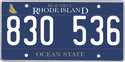 RI license plate 830536