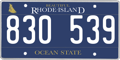 RI license plate 830539