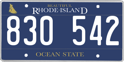 RI license plate 830542