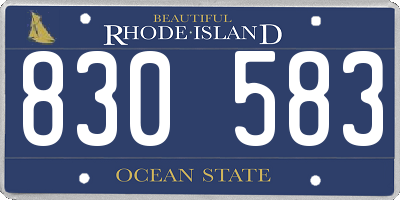 RI license plate 830583