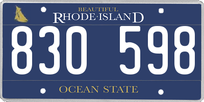 RI license plate 830598