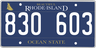 RI license plate 830603
