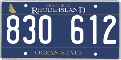 RI license plate 830612