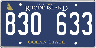 RI license plate 830633